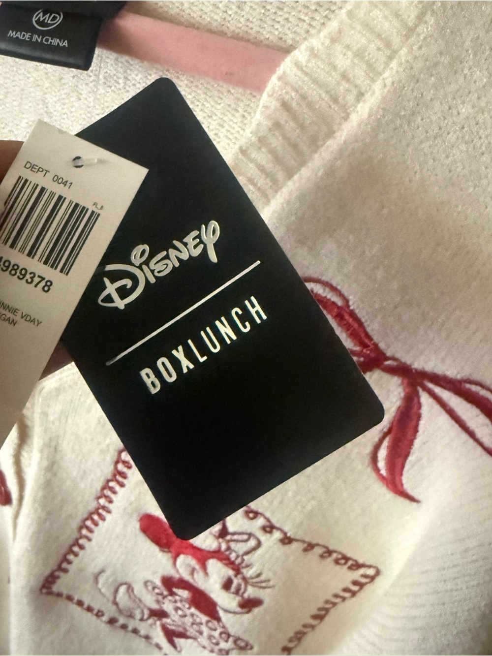 Disney Cream Vday Cardigan with Red Minnie & Mickey Embroidery - Picture 3 of 5
